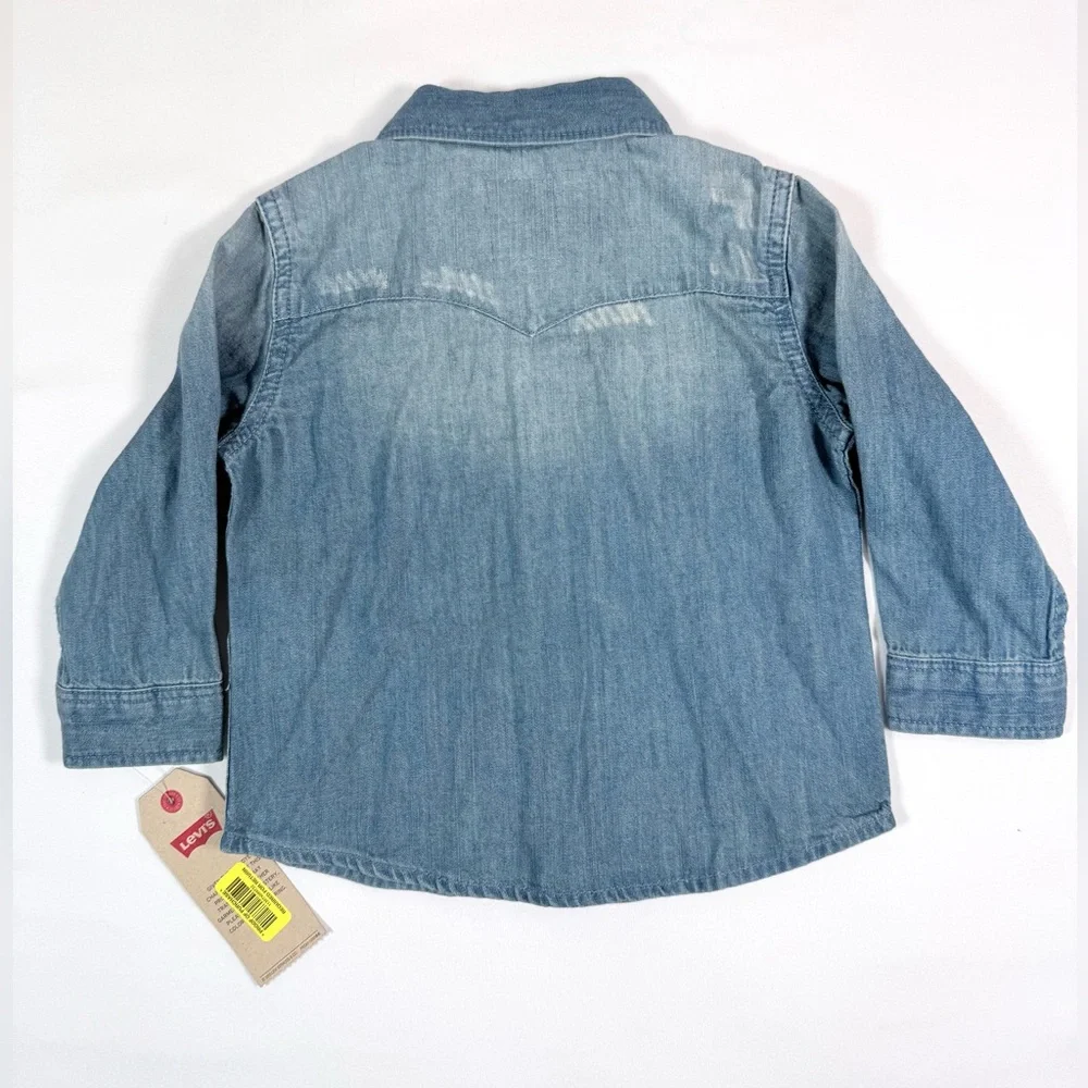 NWT‎ LEVIS Baby Western Chambray Button Down 12M Classic Americana Cowboy NEW